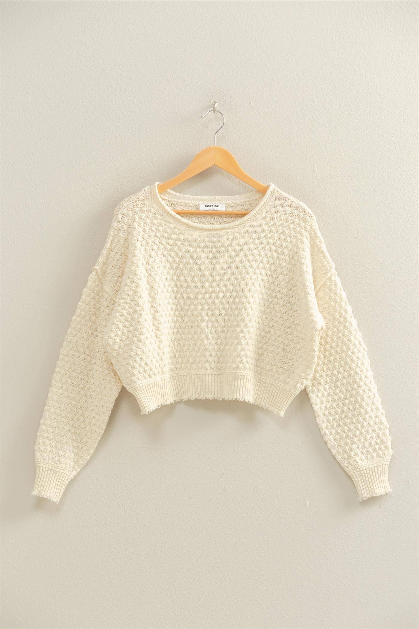 Textured Round Neck Long Sleeve Sweater