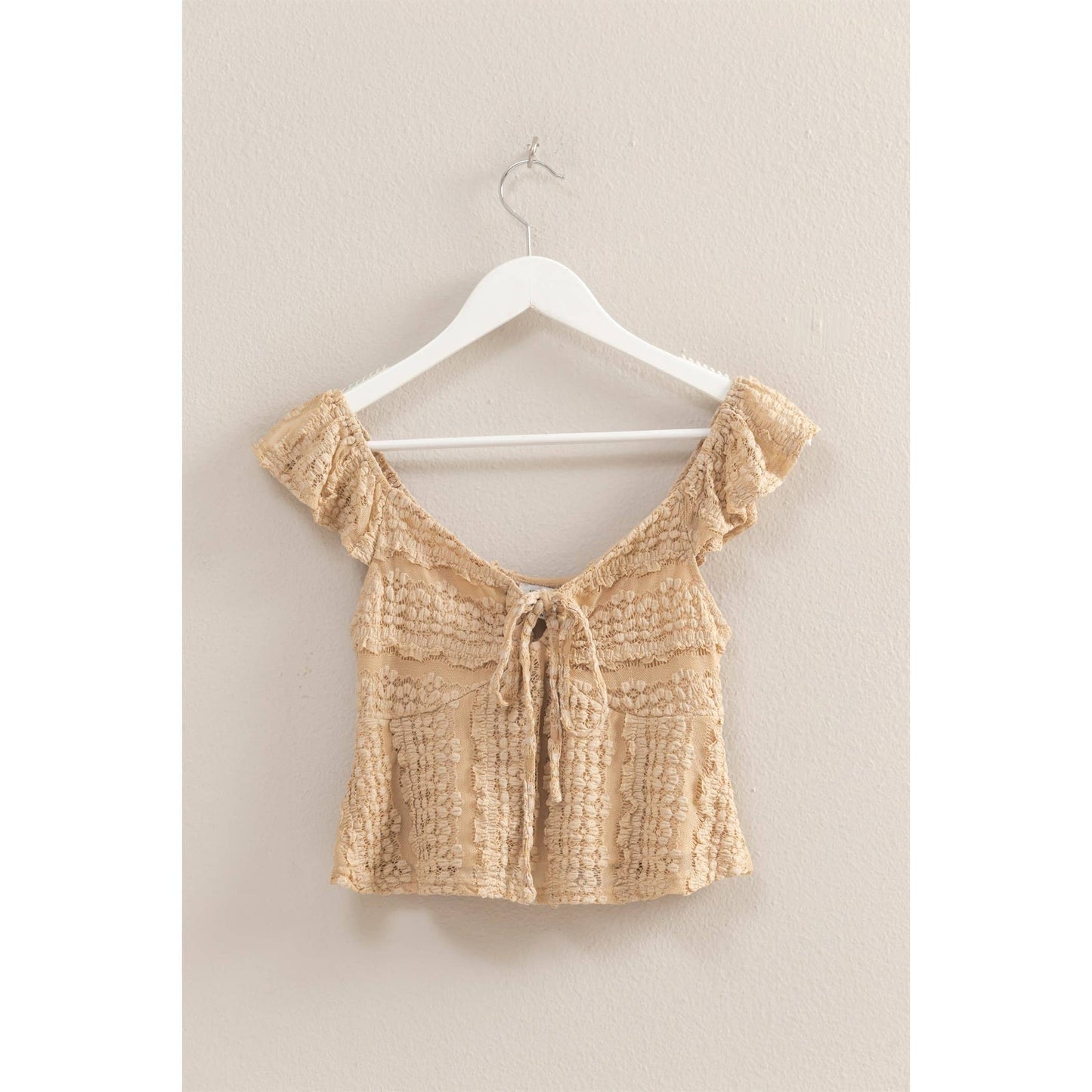 Sweetheart Neck Tie Front Lace Top