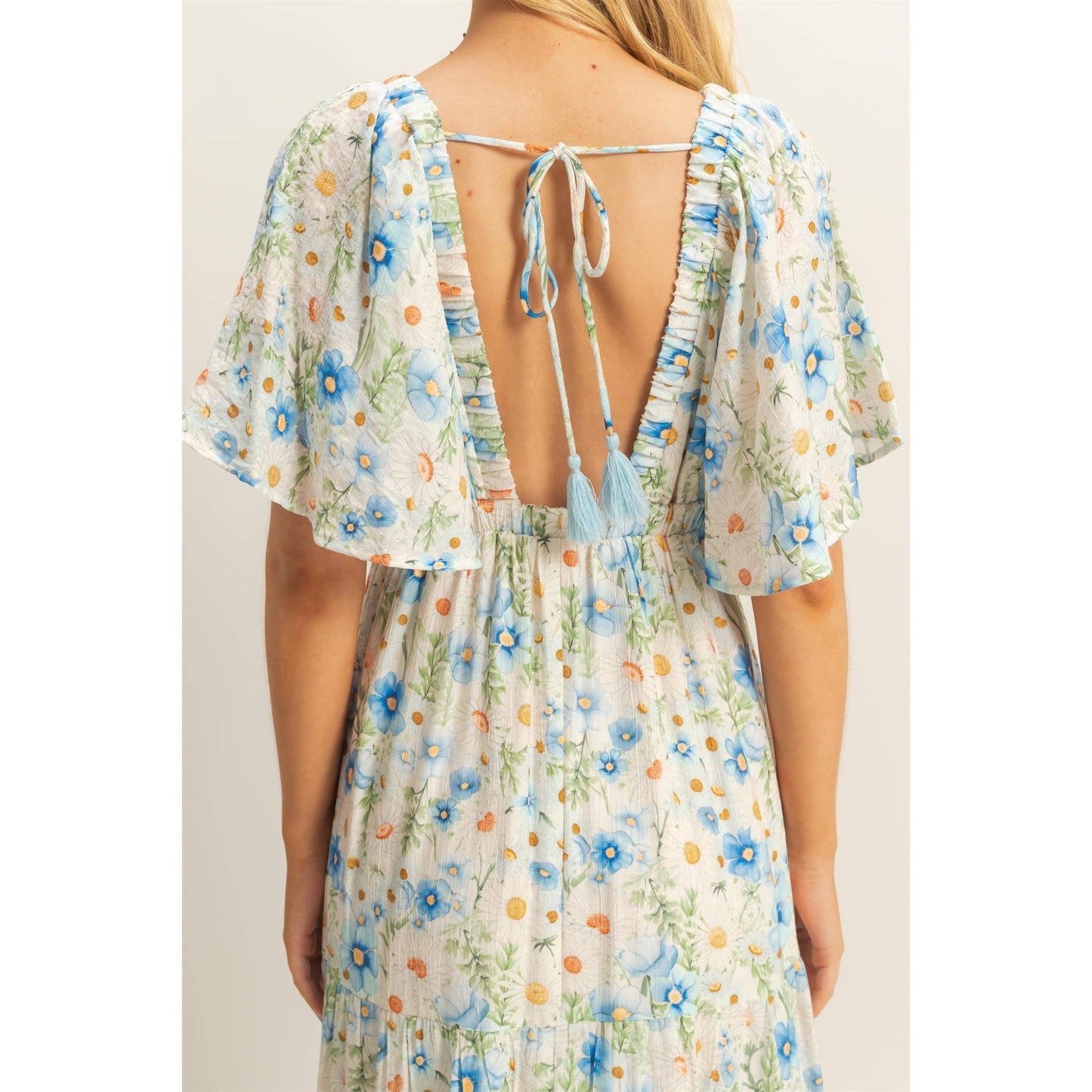 Floral V-Neck Flowy Tiered Maxi Dress