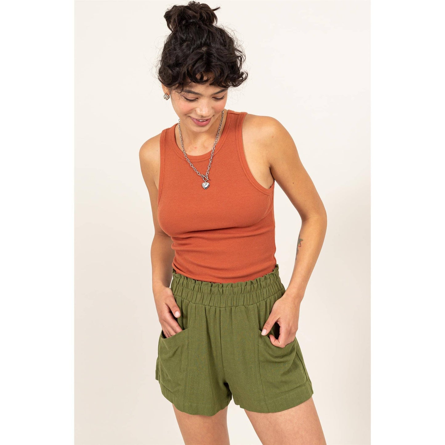 Clay Ribbed Tank Top