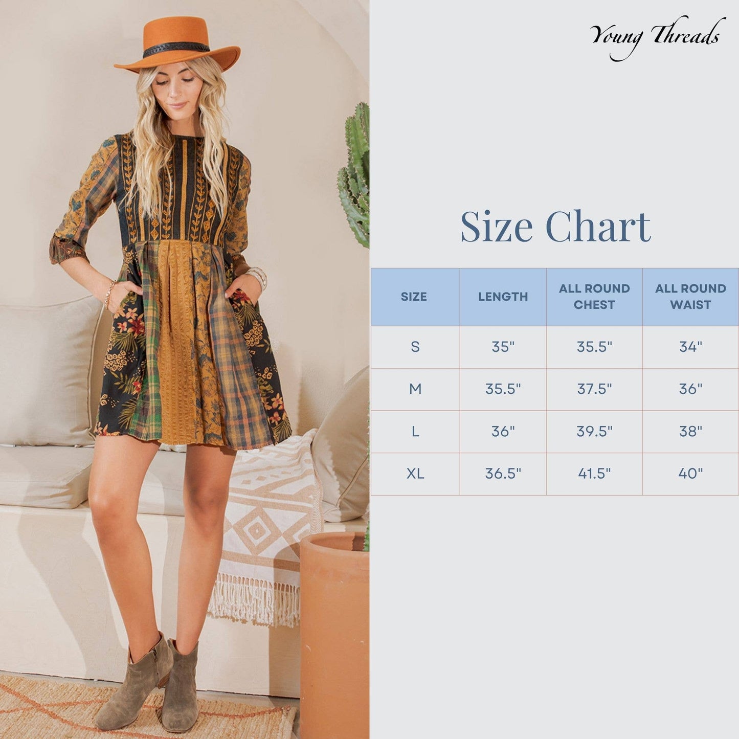 Rustic Bohemian: Fit and Flare Patchwork Mini Dress