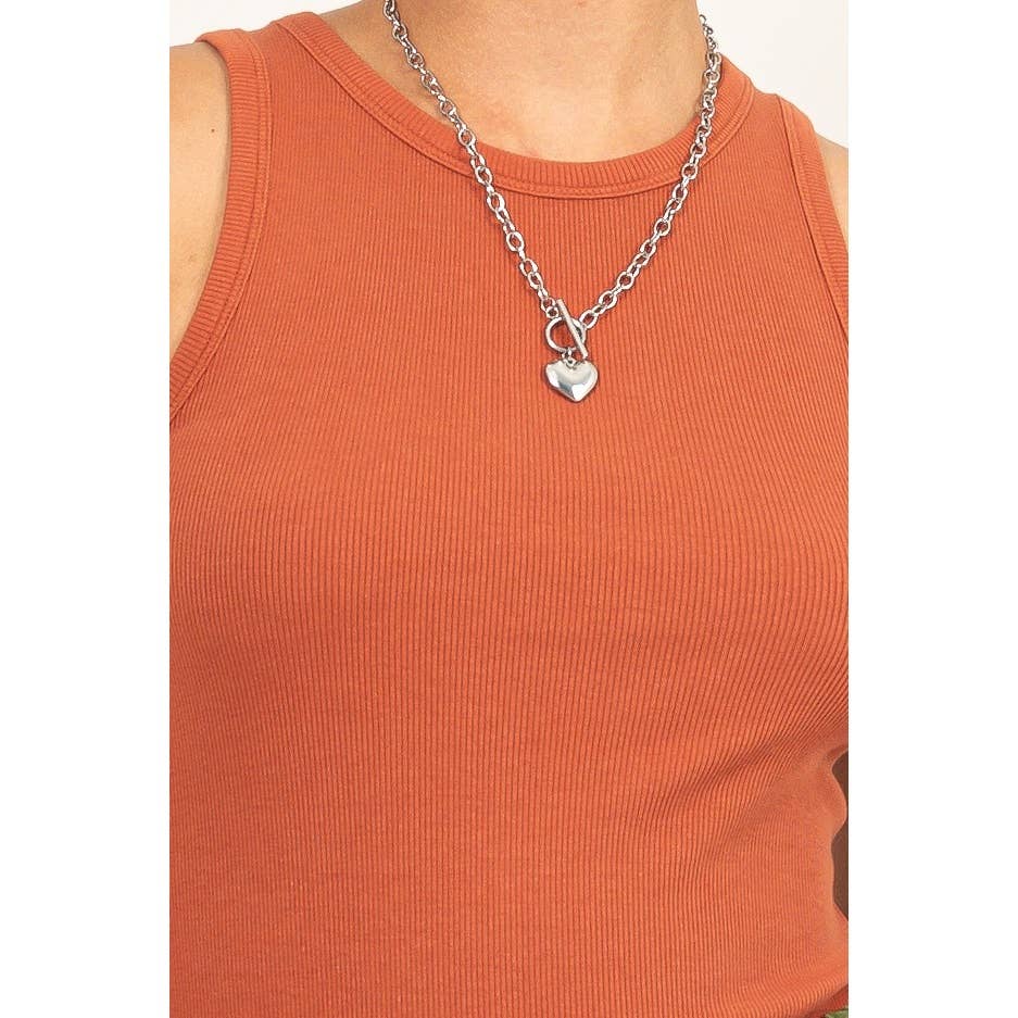 Clay Ribbed Tank Top