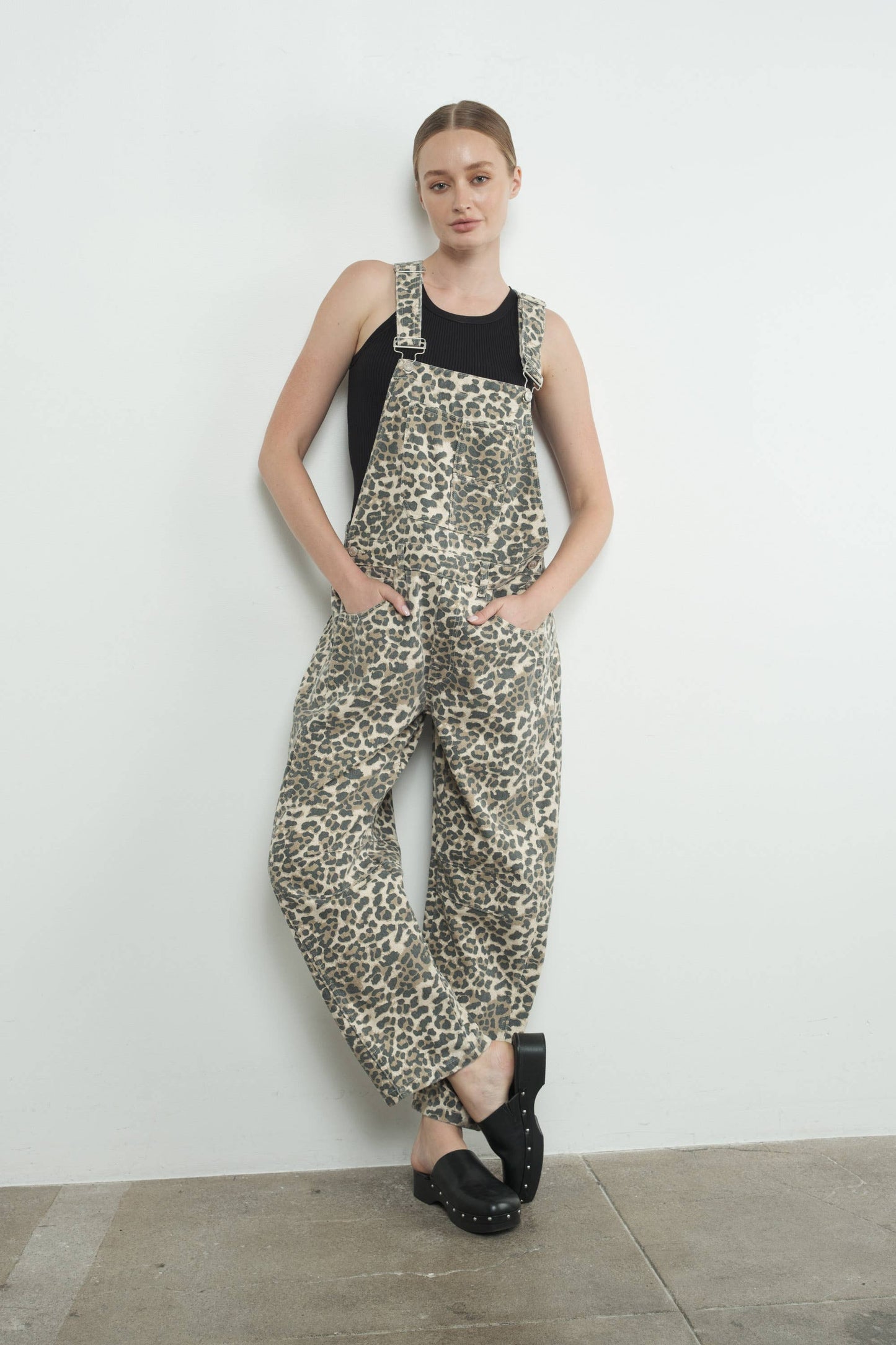 Relaxed Fit Leopard Overalls