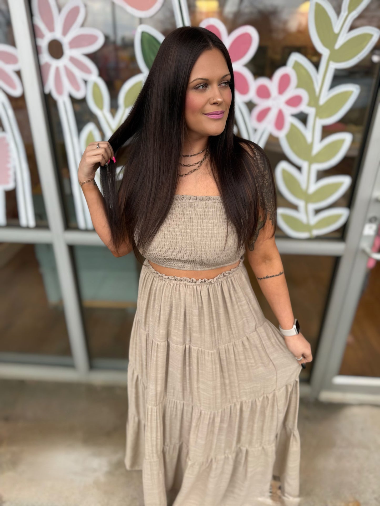 Smocked Tube Top & Tiered Skirt Set