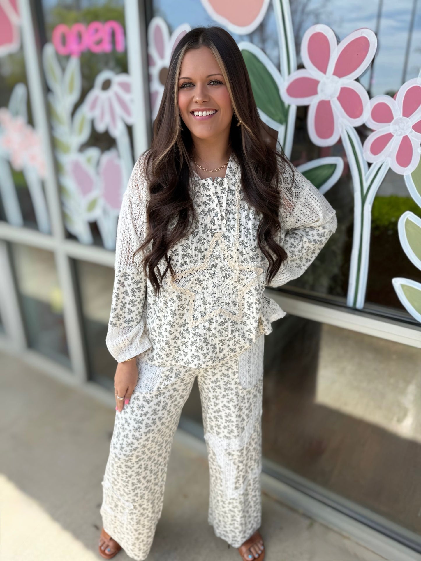Cream Star Patchwork Top