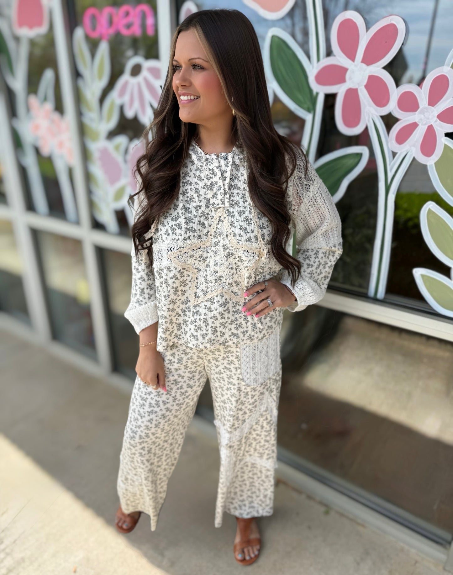 Cream Star Patchwork Top