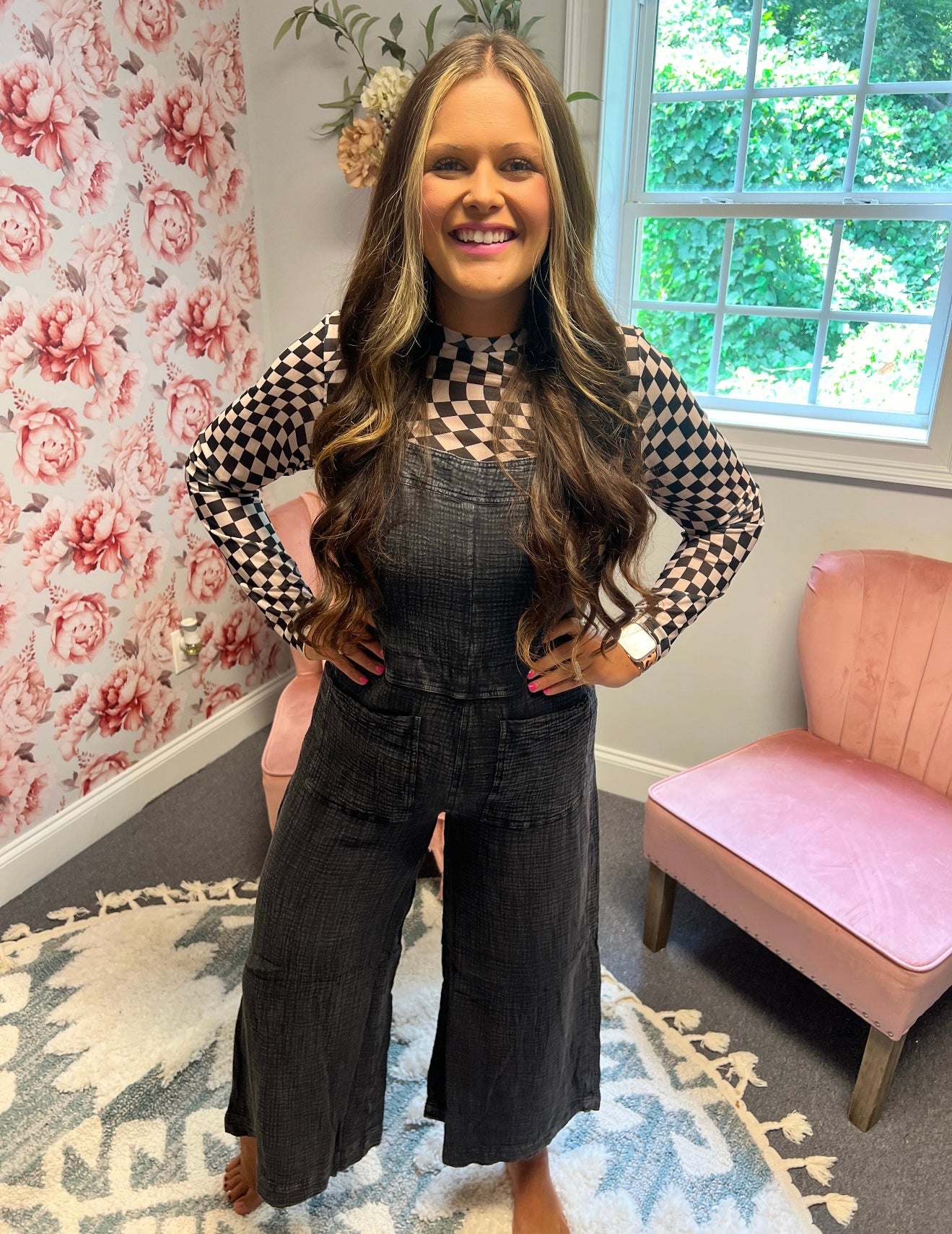 Mineral Wash Wide Leg Overalls