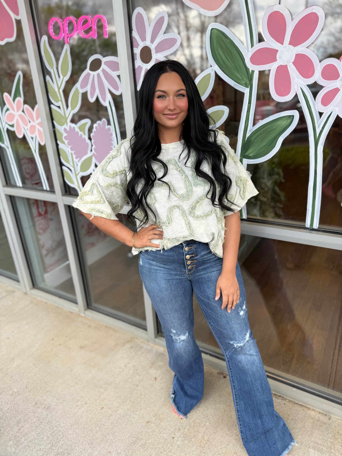 Mint Heart Patchwork Top