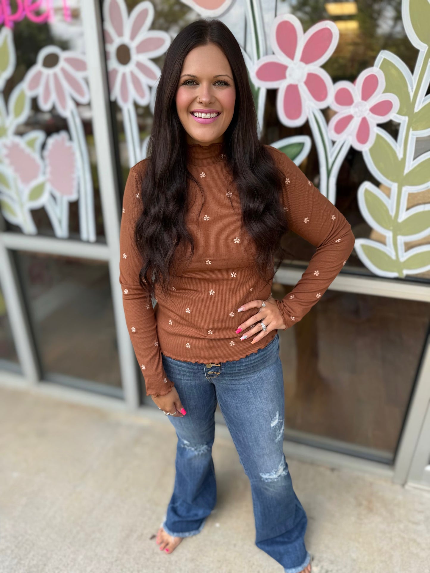 Chestnut Flower Embroidered LS