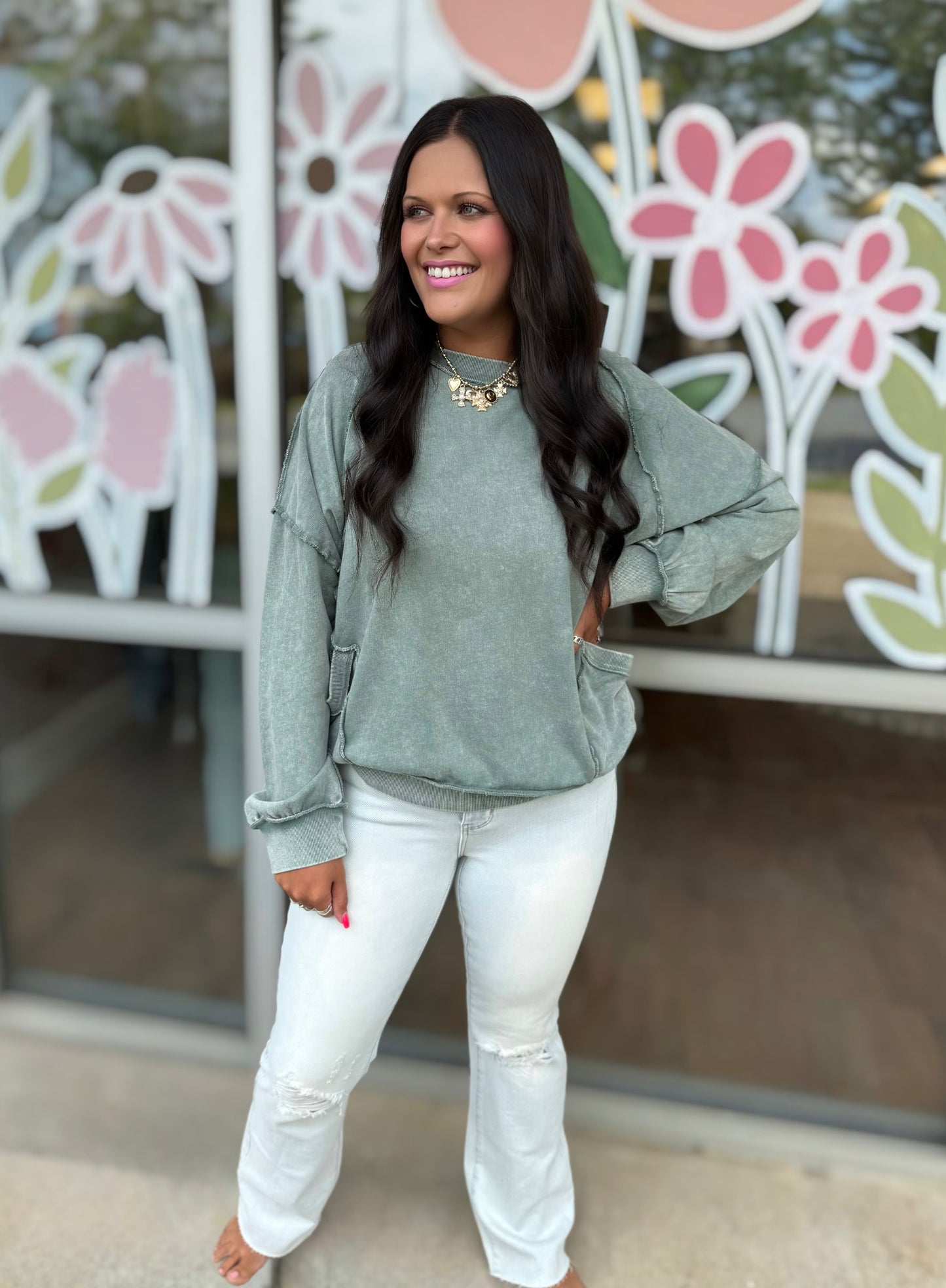 Juniper Green Mineral Wash Pullover