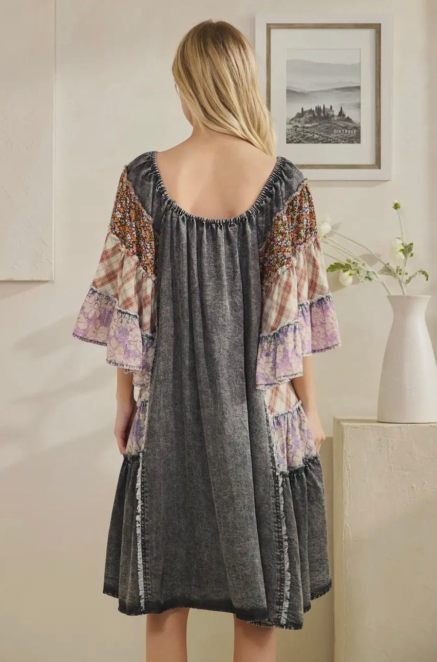 Black Multi Print Dress