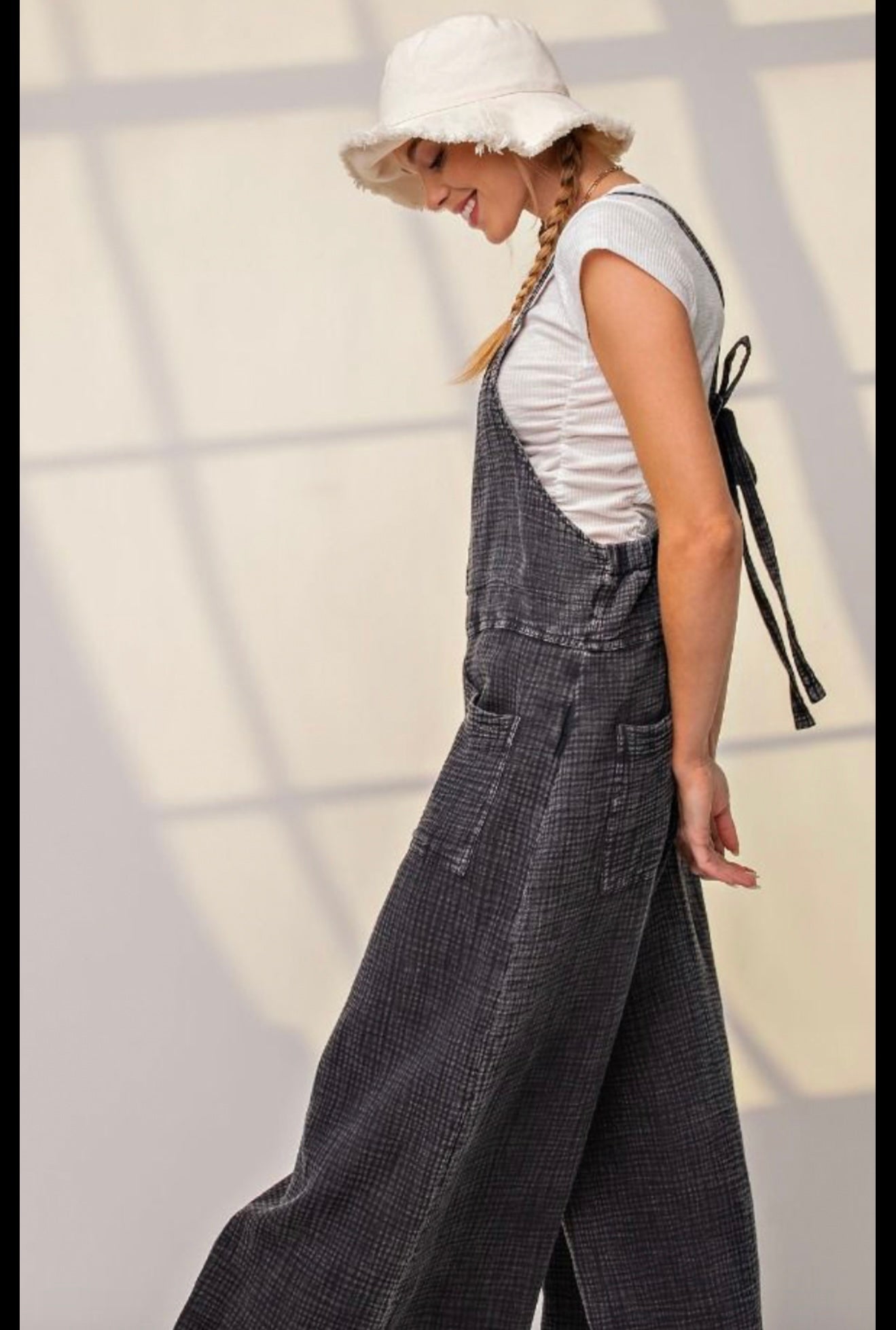Mineral Wash Wide Leg Overalls