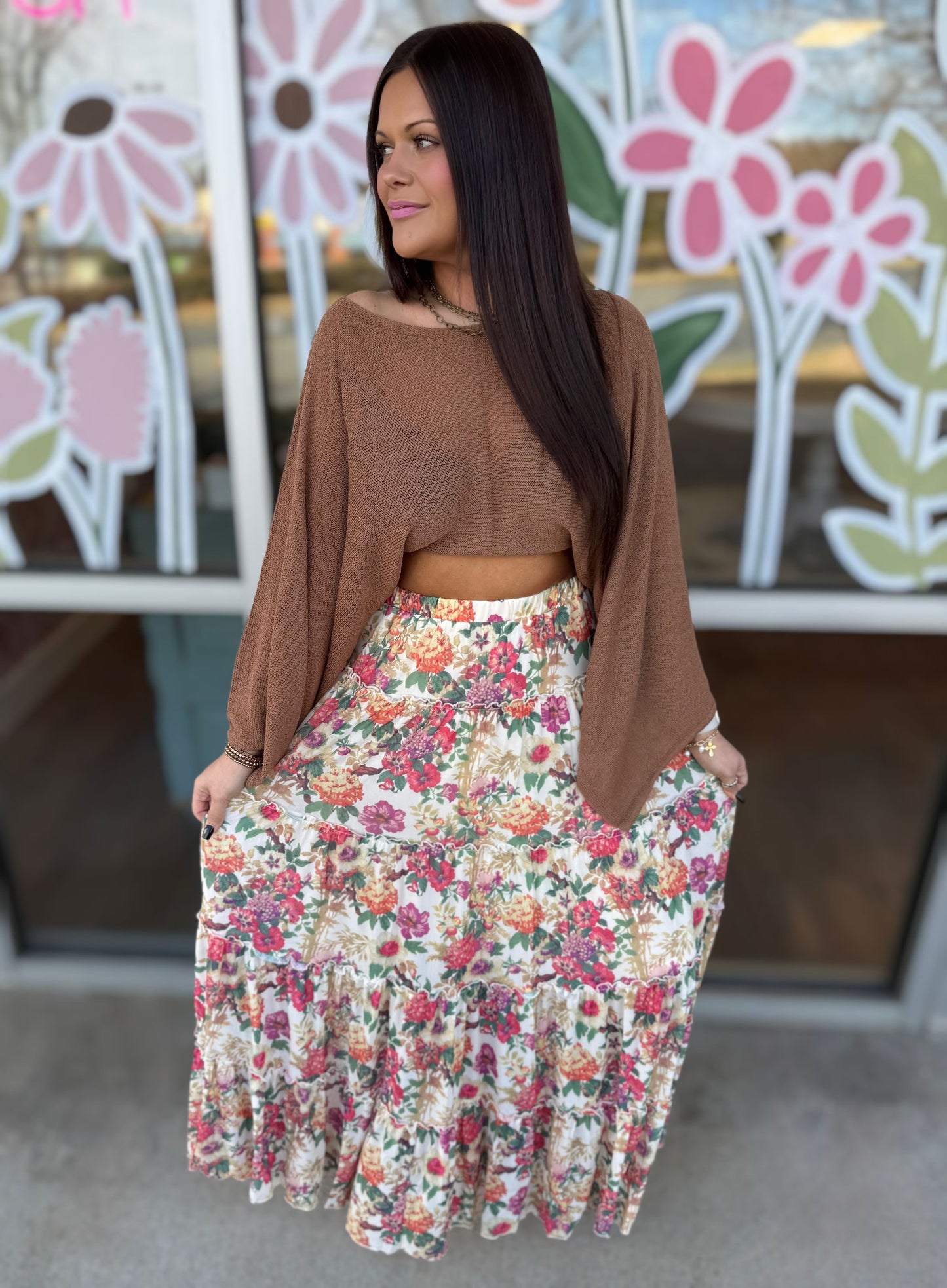 Sheer Lightweight Knit Cropped Poncho Sweater