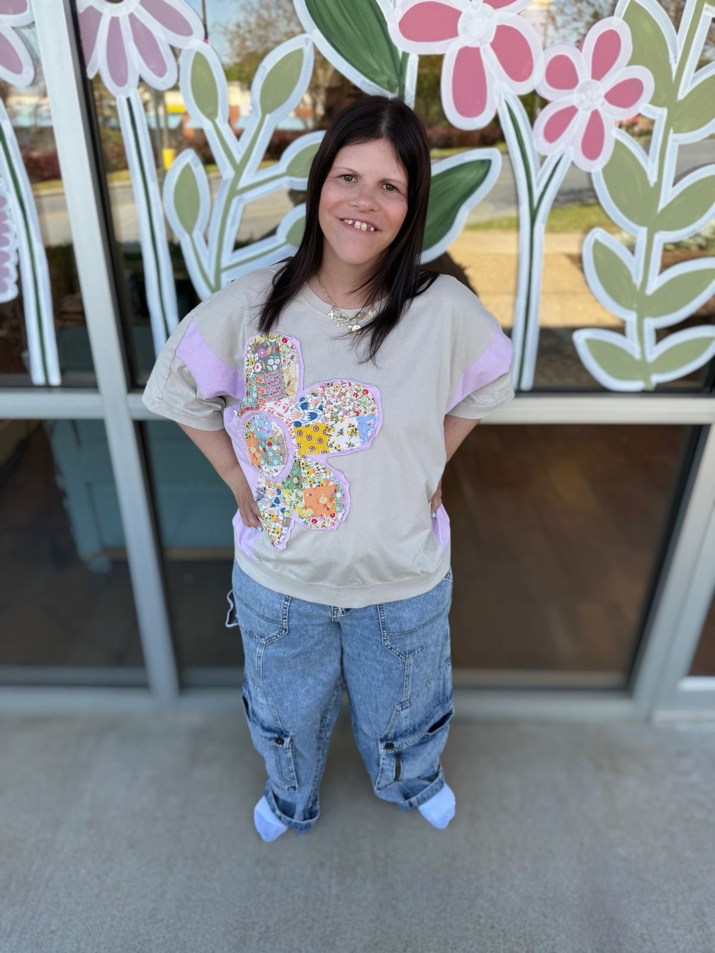 Lilac Khaki Floral Top