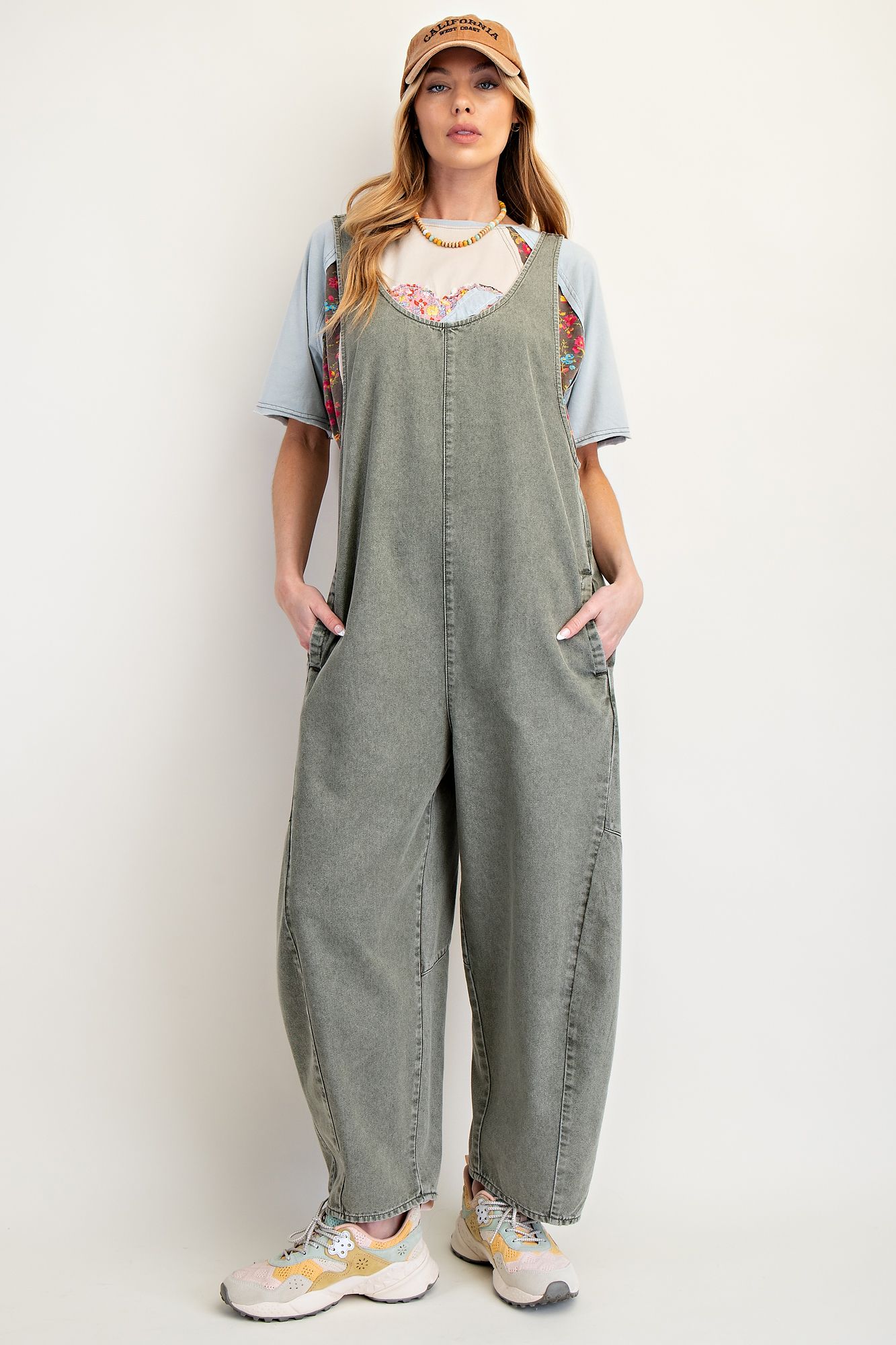 Faded Olive Barrel Romper