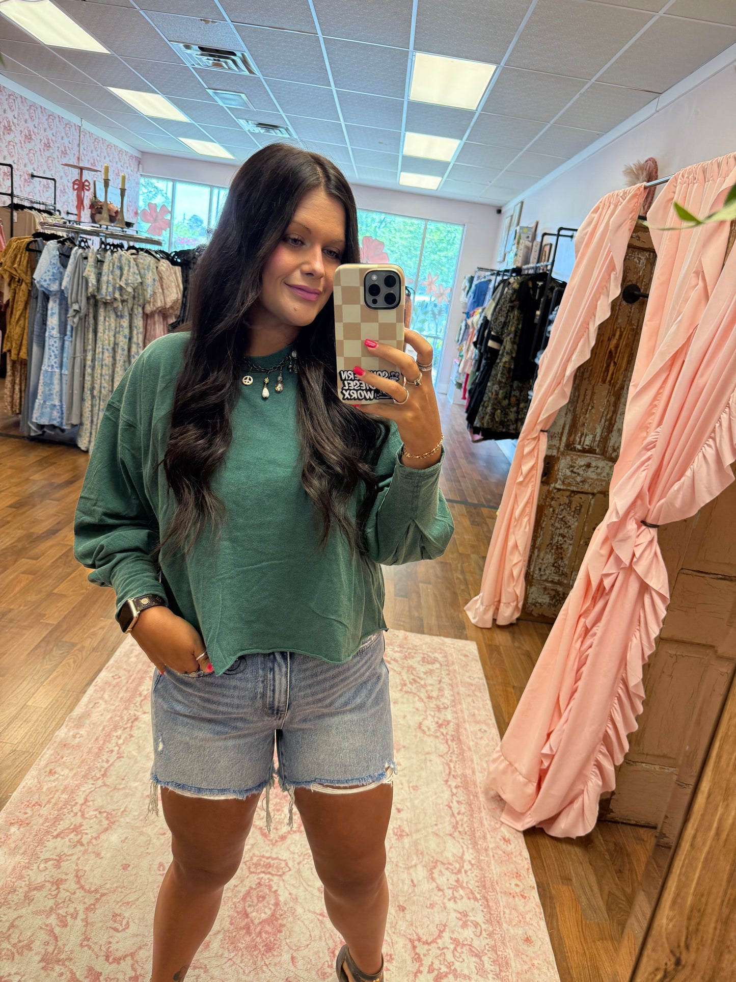 Dark Green Semi Cropped Top