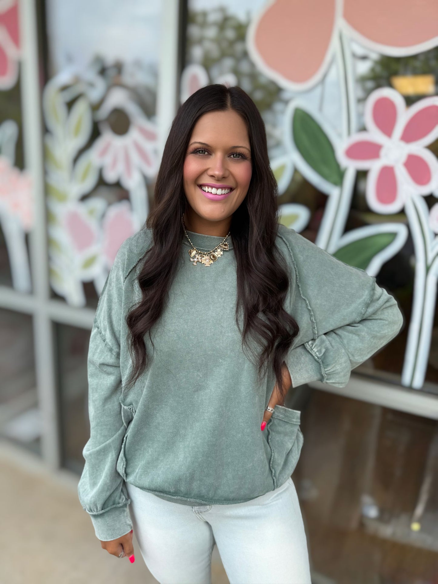 Juniper Green Mineral Wash Pullover