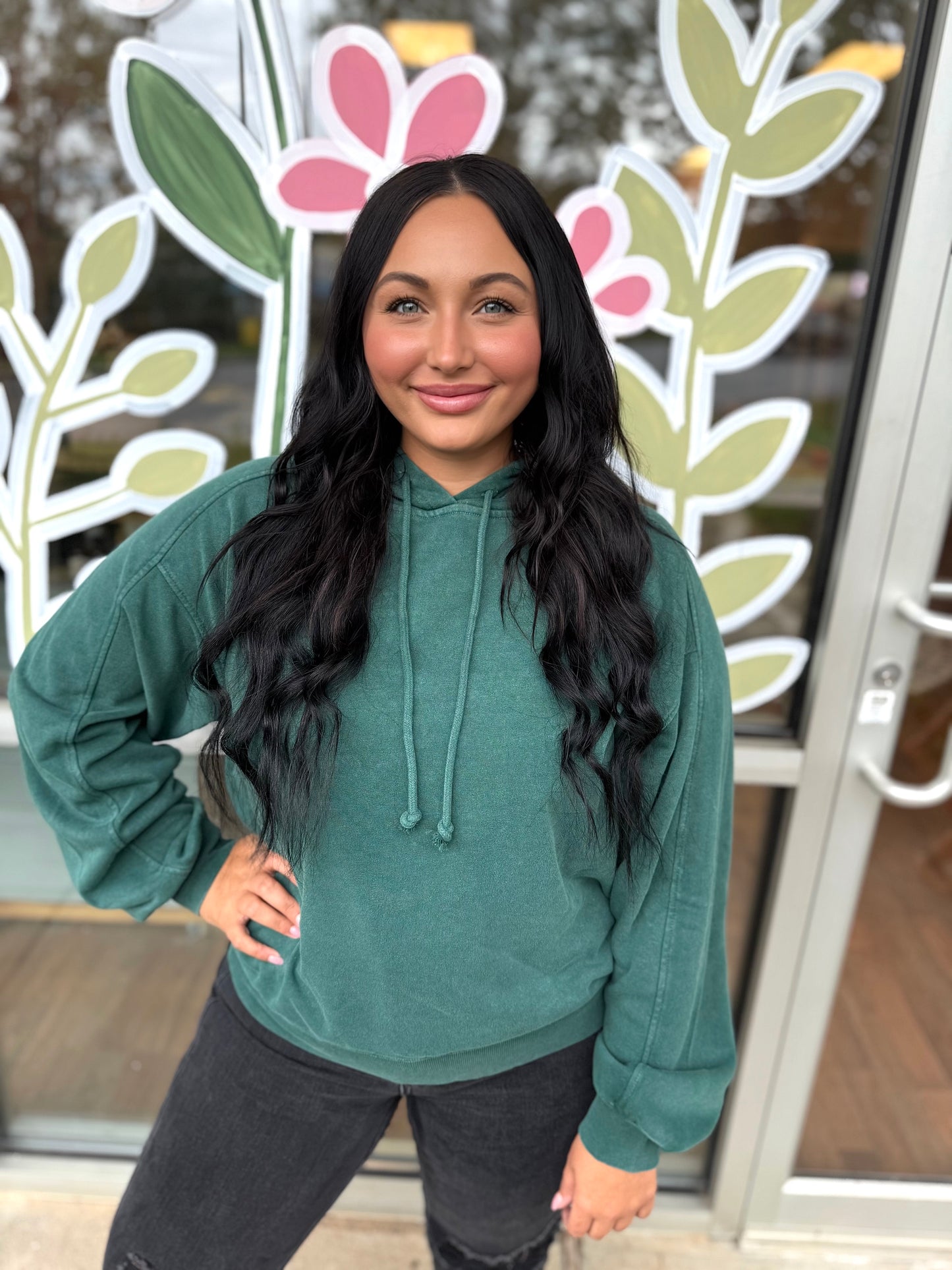 Light Weight Basic Green Hoodie