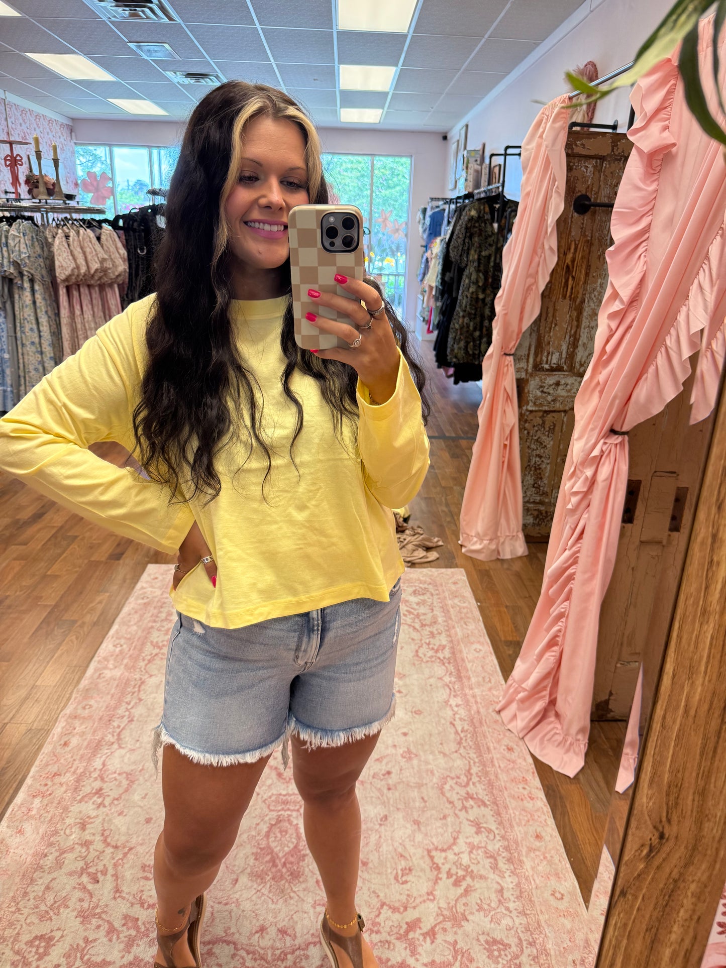 Semi Cropped Yellow Tee