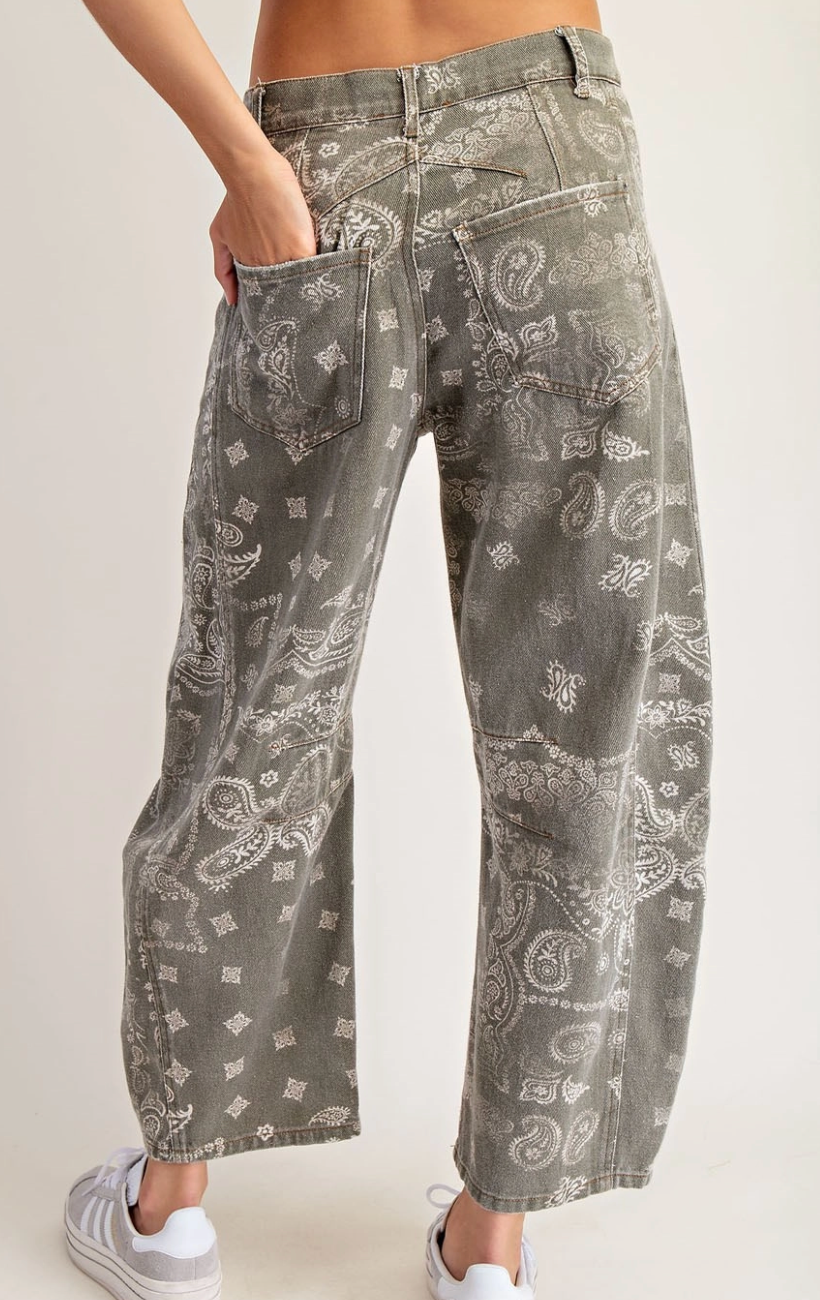 Vintage Army Paisley Barrel Jeans