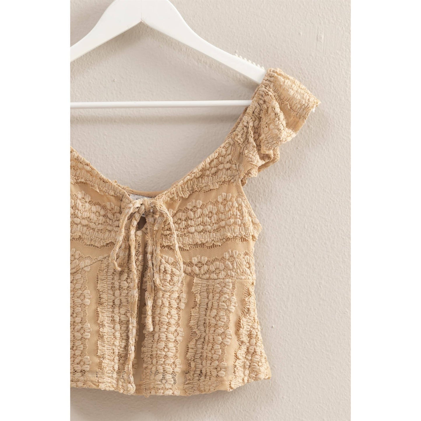 Sweetheart Neck Tie Front Lace Top