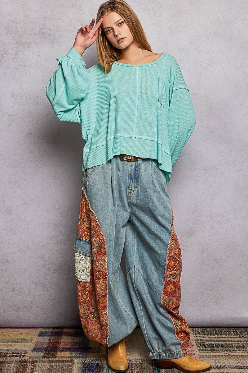Rib Relaxed Long Sleeve Top