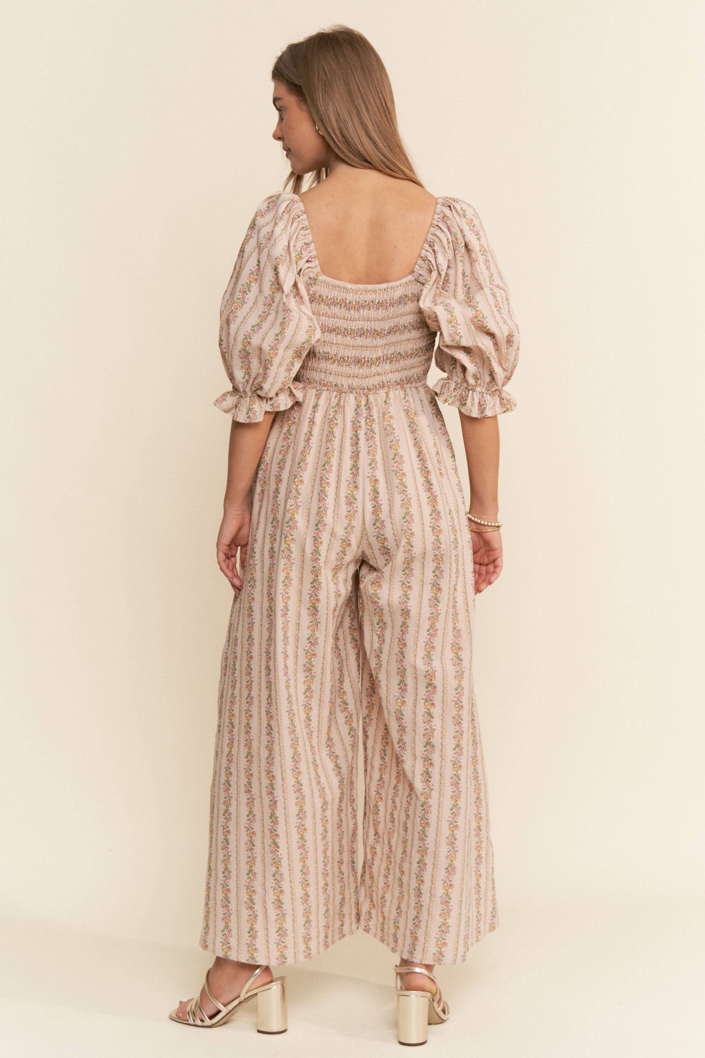 Floral Stripe Wide-Leg Jumpsuit