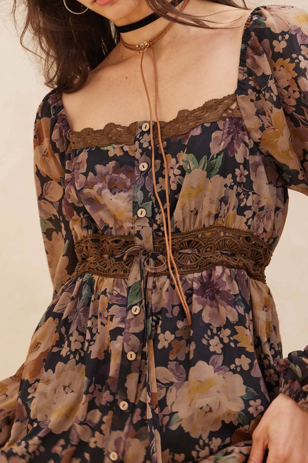 Floral Button-Front Tiered Ruffle Maxi Dress