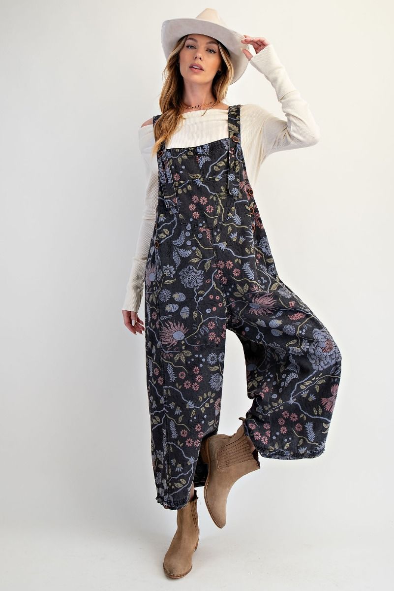 Flower Printed Vintage Overalls