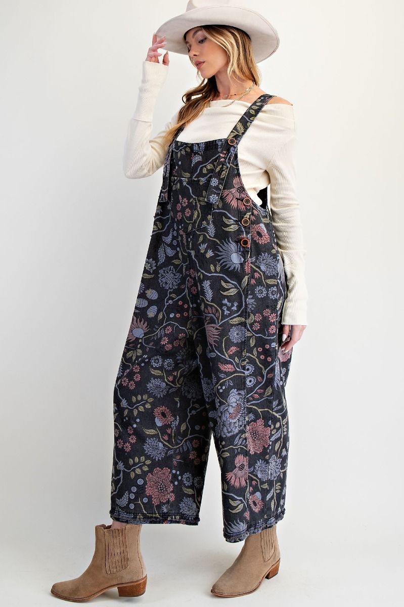 Flower Printed Vintage Overalls