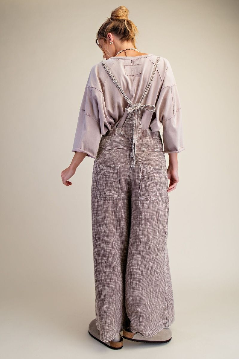 Mineral Wash Wide Leg Overalls