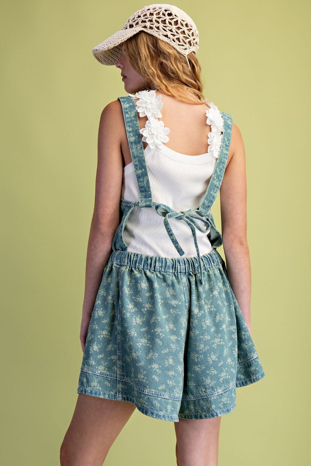 Vintage Denim Floral Print Romper