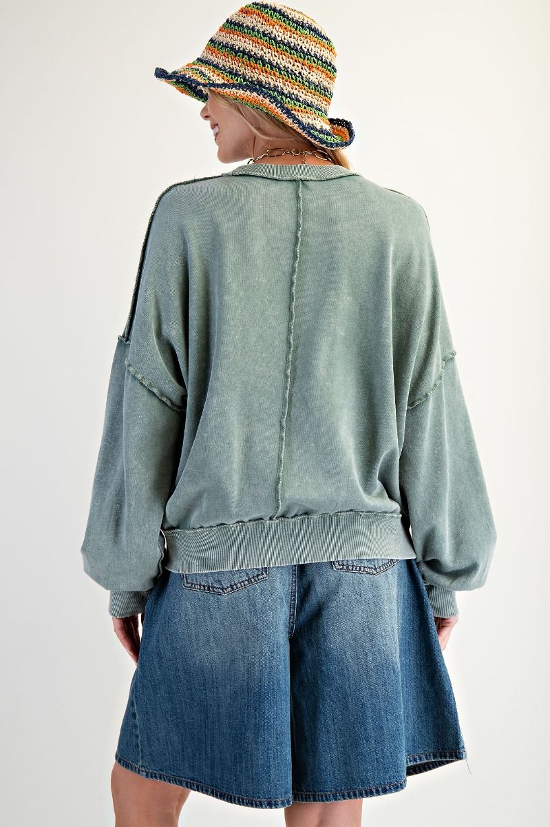 Juniper Green Mineral Wash Pullover
