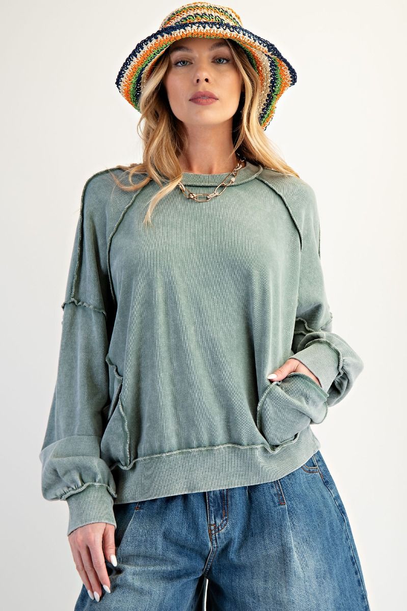 Juniper Green Mineral Wash Pullover