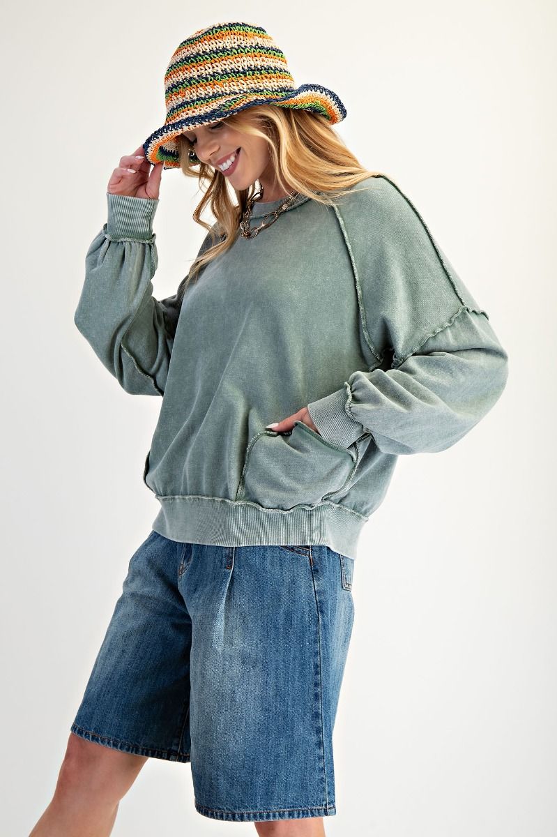 Juniper Green Mineral Wash Pullover