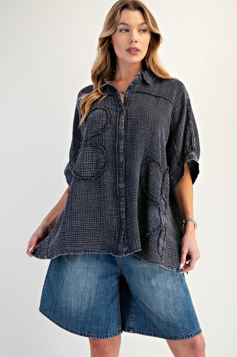 Flower Patch Mineral Wash Gauze Top
