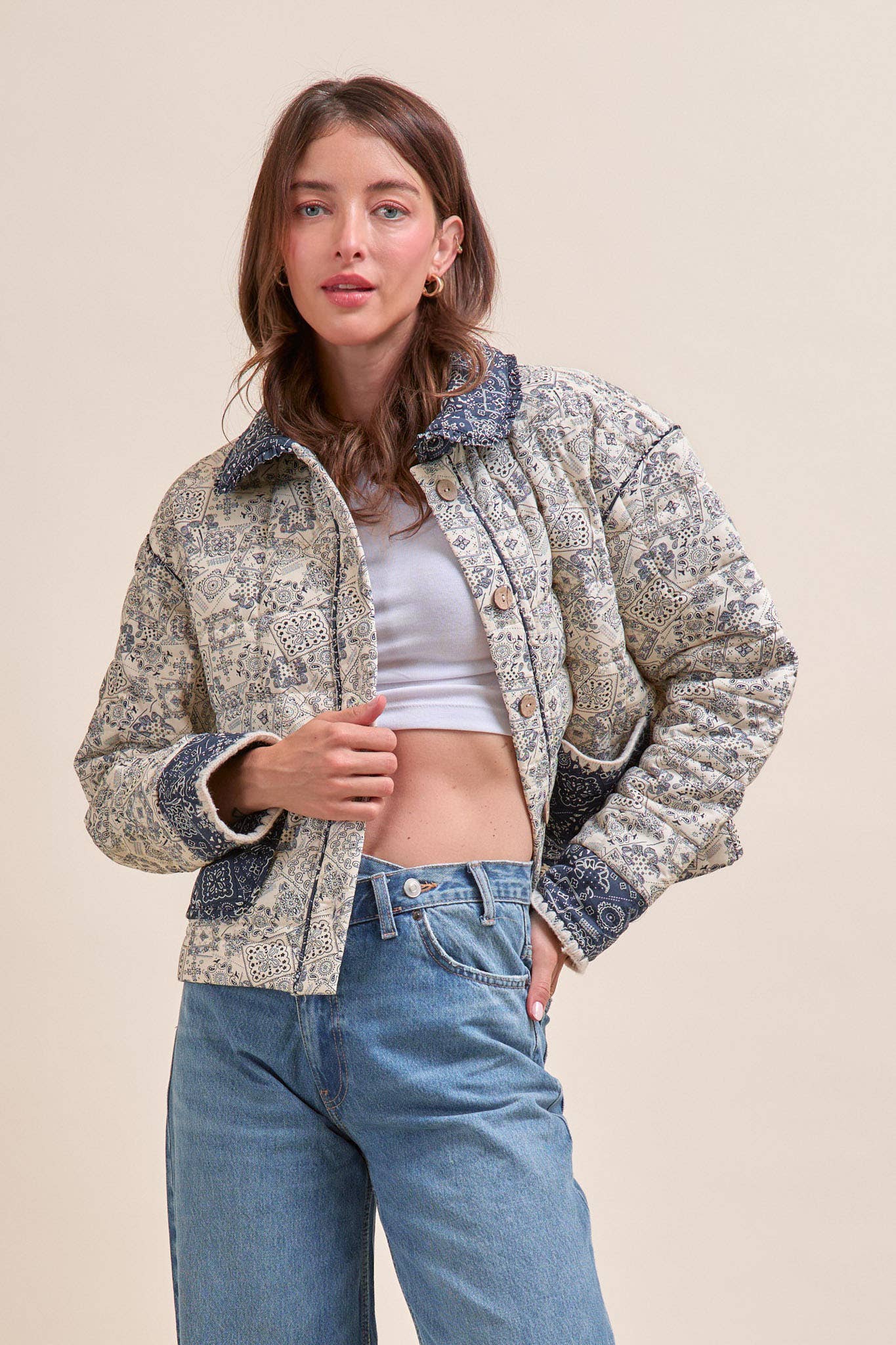 Quilted Bandana Print Jacket