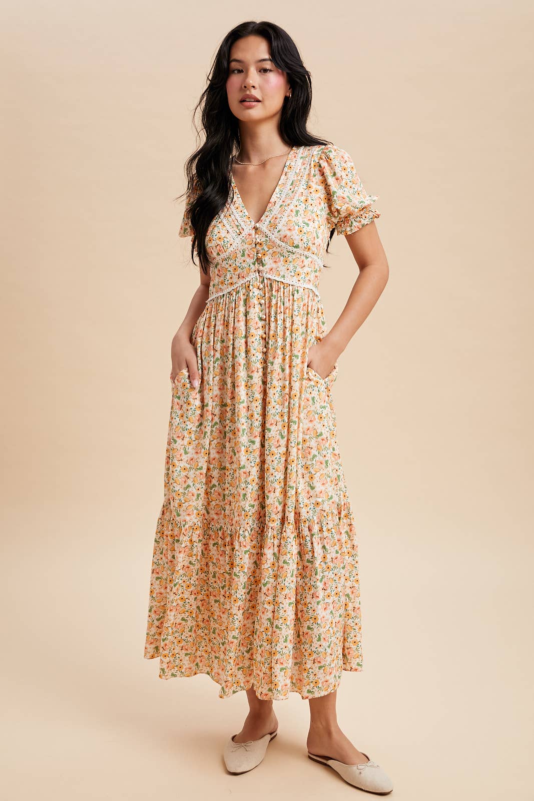 Vintage Peony Button Down Maxi