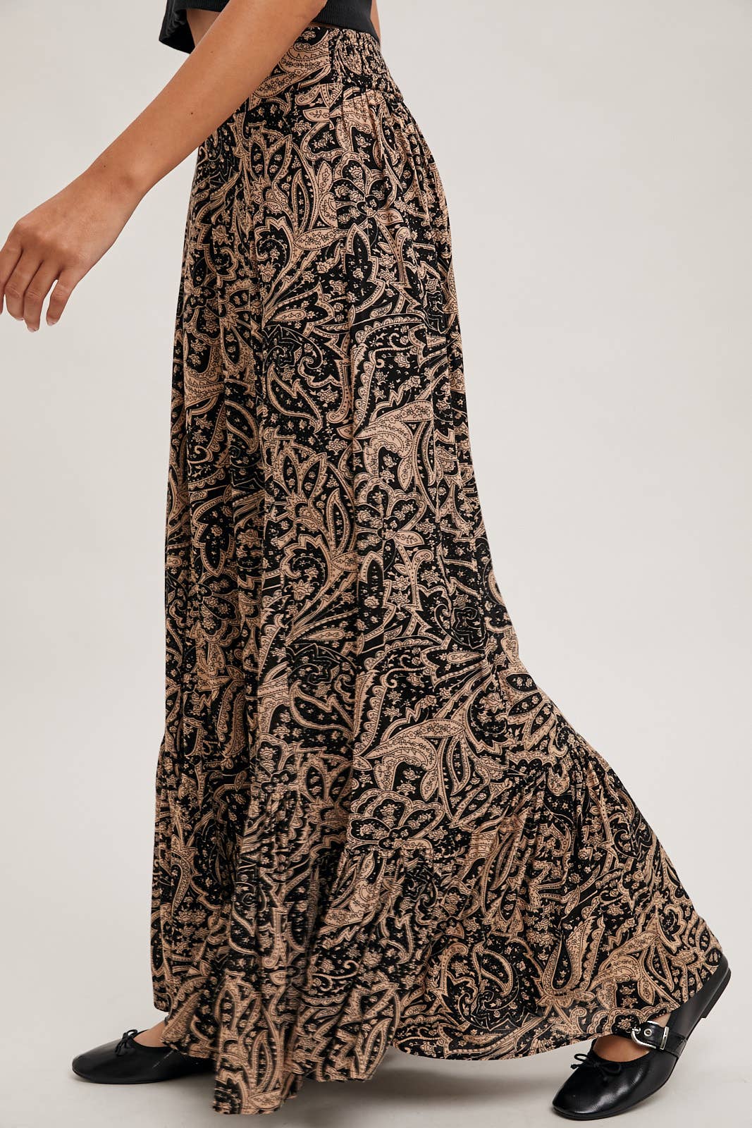 Paisley Ruffled Wide Leg Pants