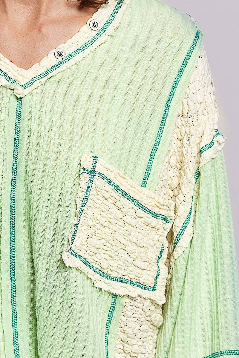Stitch Detail Balloon Sleeve Top