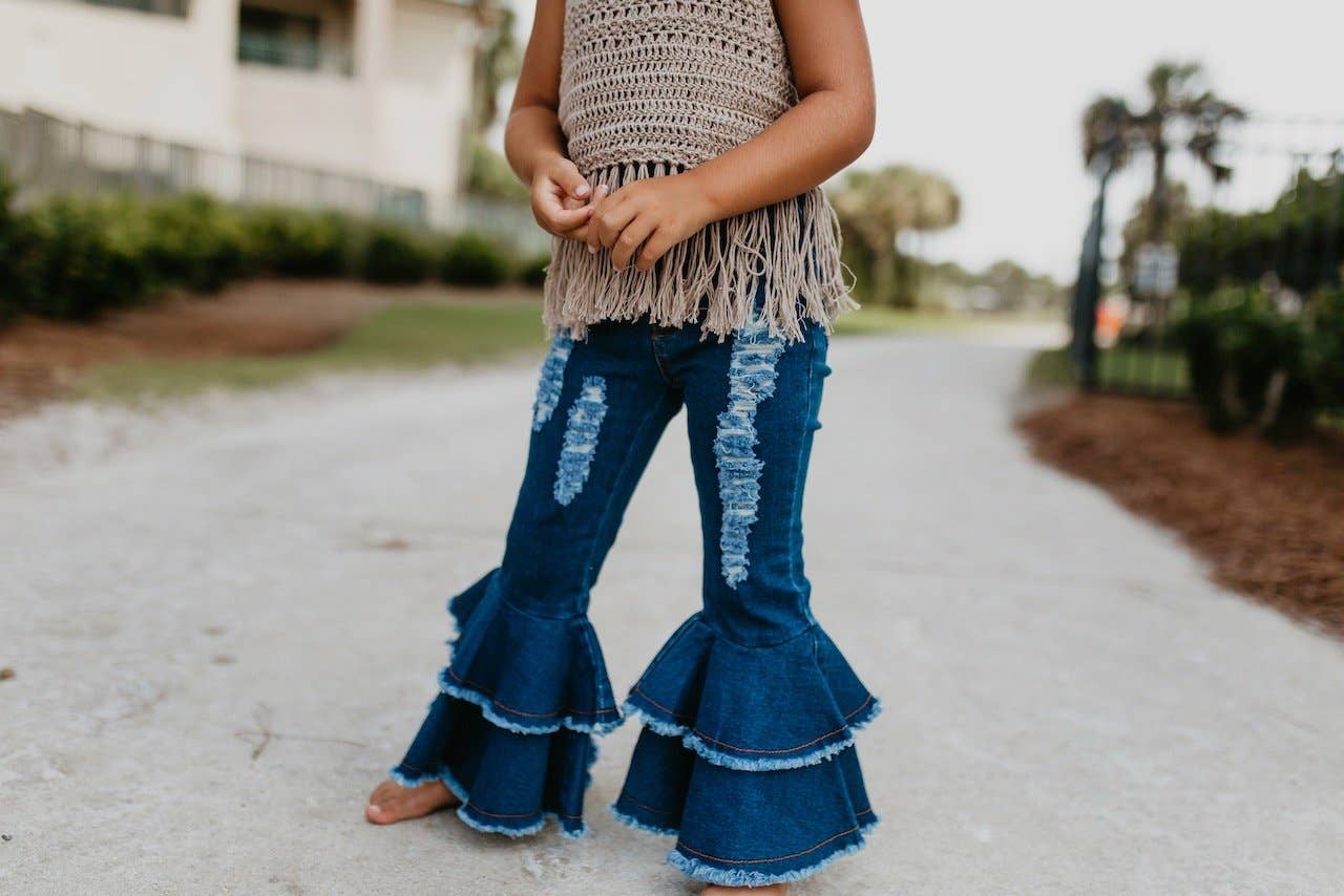 Kids Denim Double Ruffle Jeans