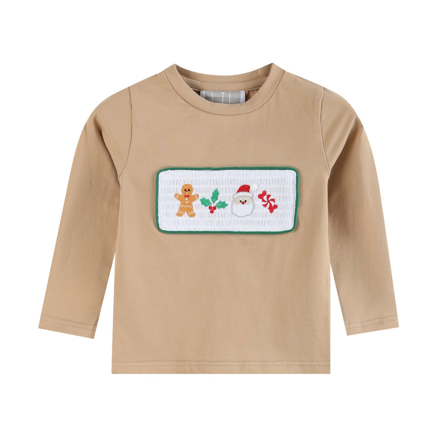 Light Brown Christmas Smocked Shirt and Green Corduroy Pants