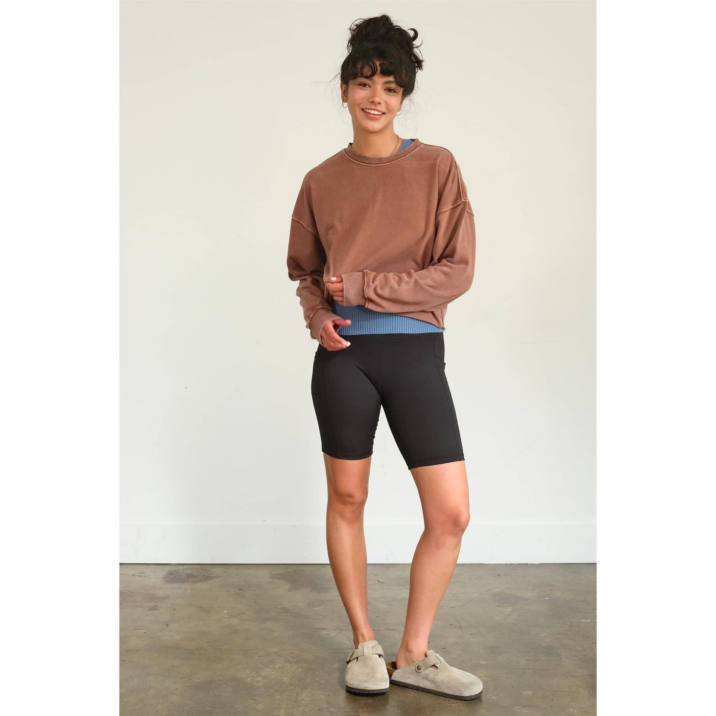 Cropped Crewneck With Raw Hem