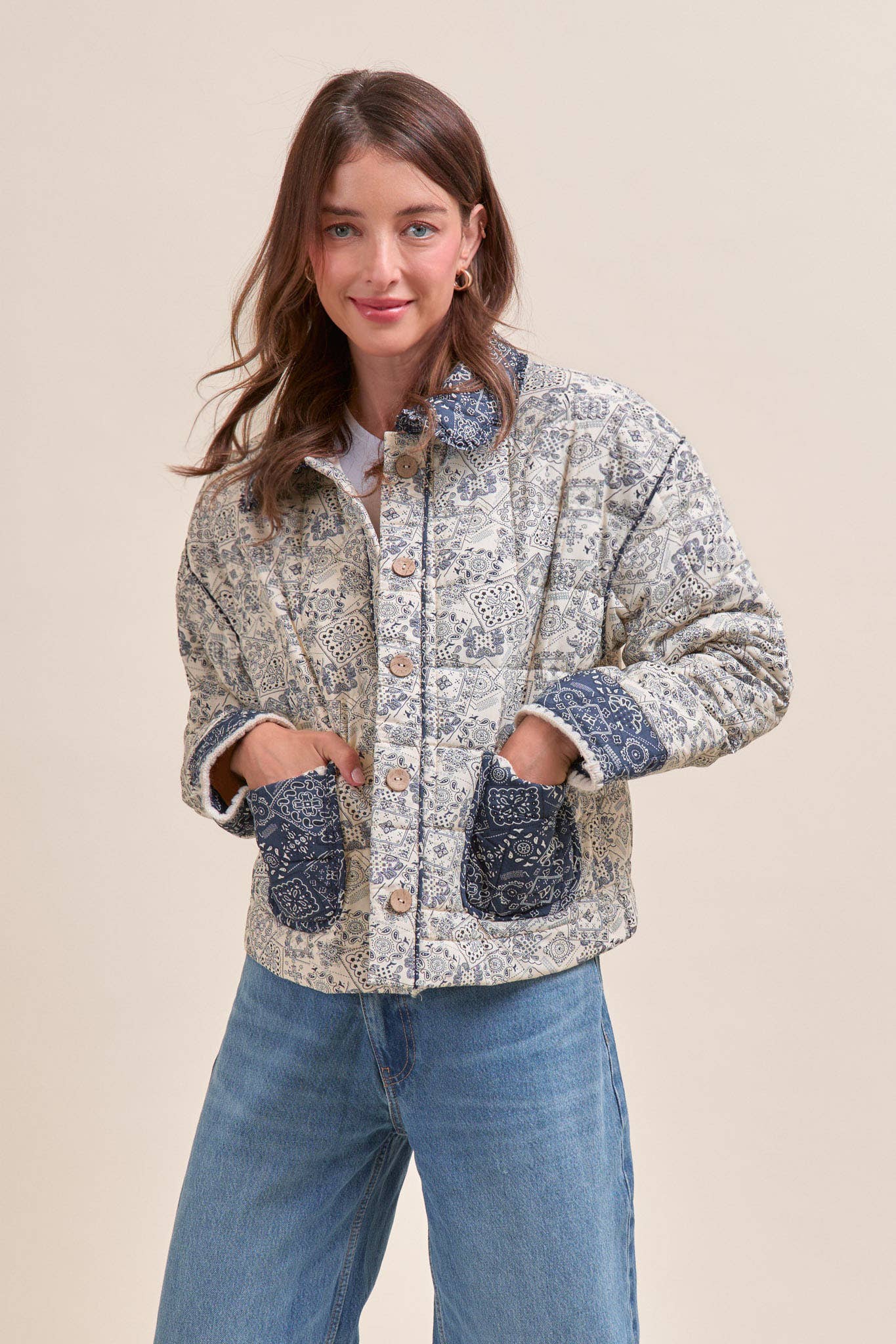 Quilted Bandana Print Jacket