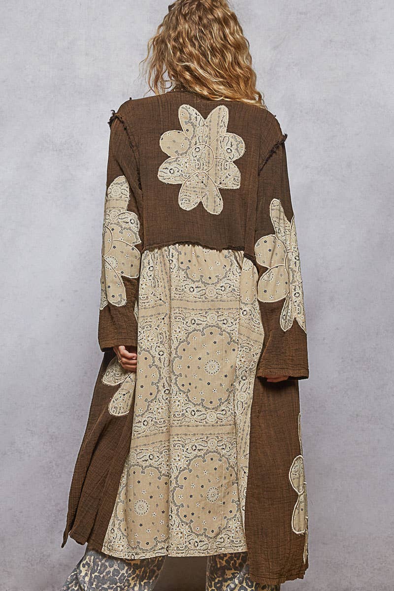 Boho Floral Patch Long Jacket