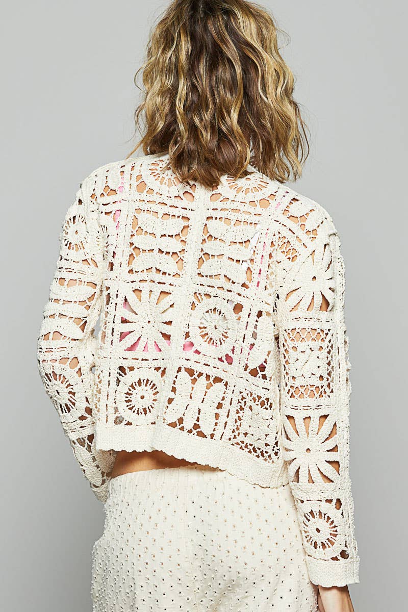 Long Sleeve Crotchet Cropped Cardigan