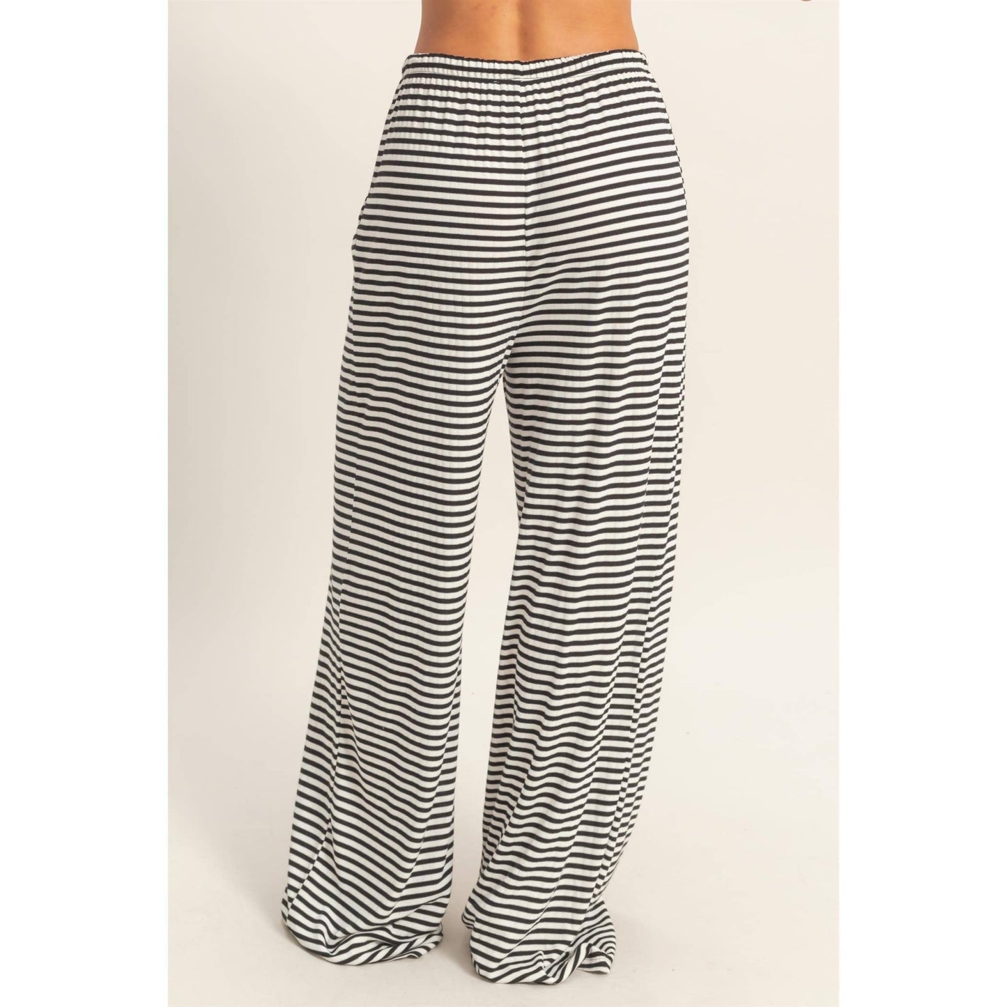 Striped Wide Leg Drawstring Pants