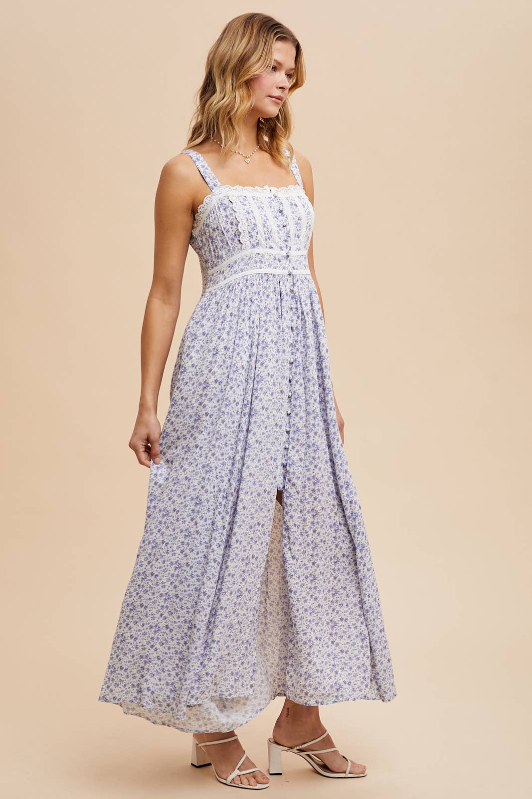 Lavender Floral Button Down Maxi
