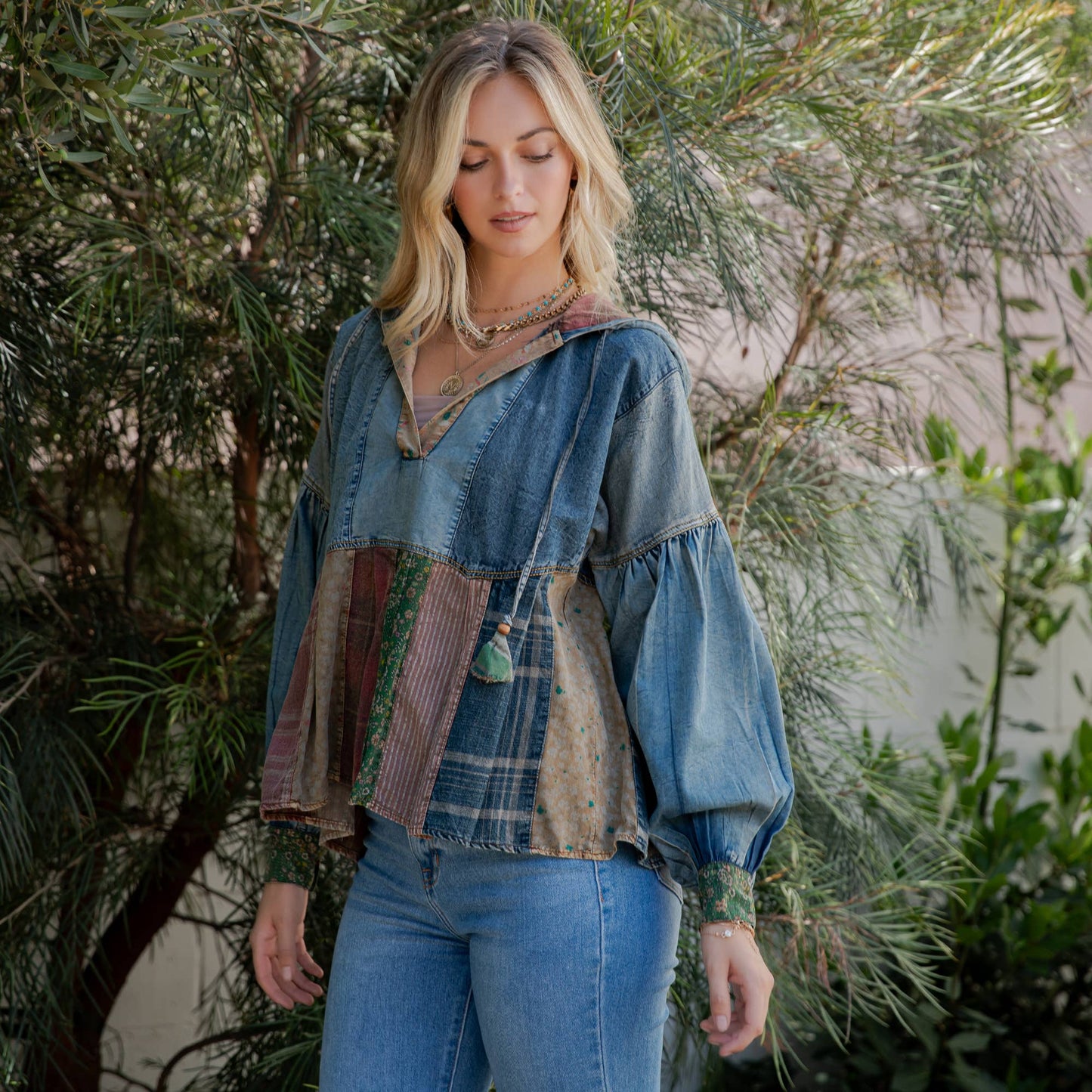 Denim Patchwork Hoodie