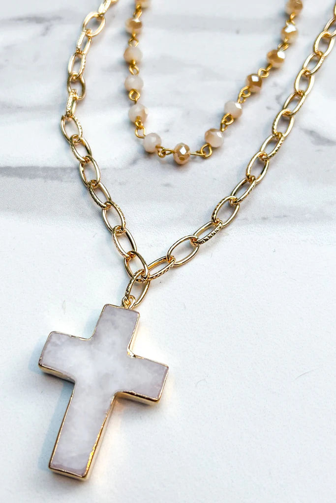 Eve Double Layered Cross Necklace